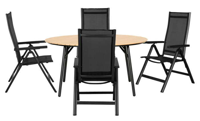 Havebord Ø150 cm stål/nonwood lys teak - Sunlife